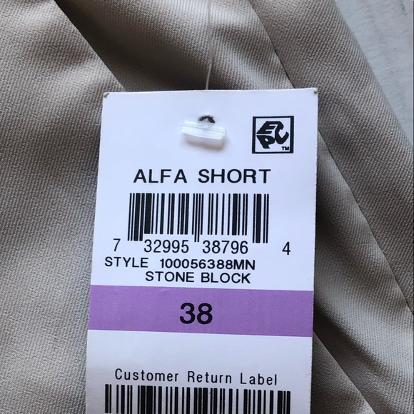 Alfani Mens Comfort Waist Water Repellent Dress Shorts, Stone Block, 38 - Picture 6 of 6